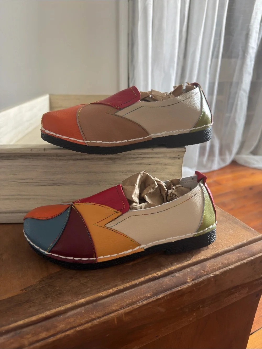 Women’s Multicolor Patchwork Leather Slip-On Loafers